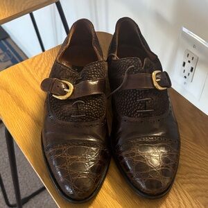 Aventura Dark Brown Textured Leather Oxfords